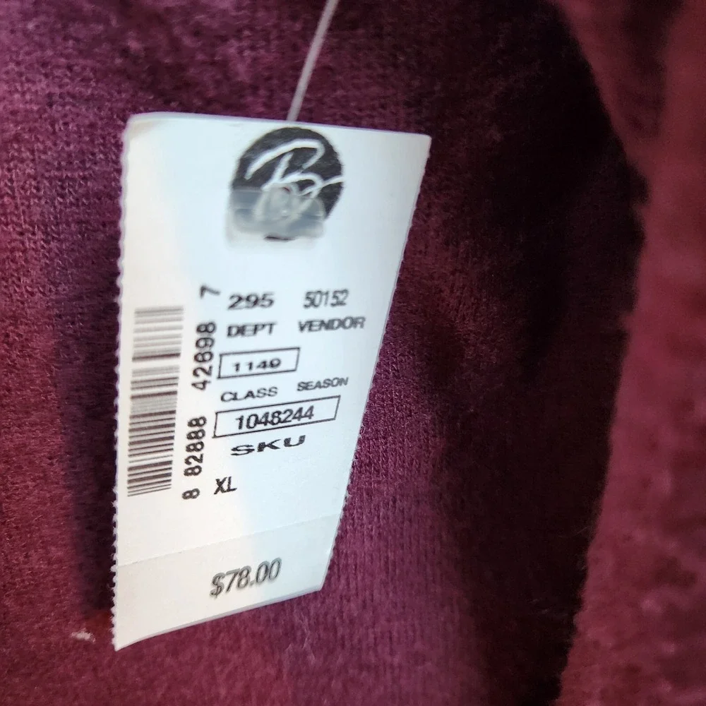 Rafaella Womens XLP‎ Petite  Cable Knit Sweater Burgundy Casual Soft Top NEW NWT